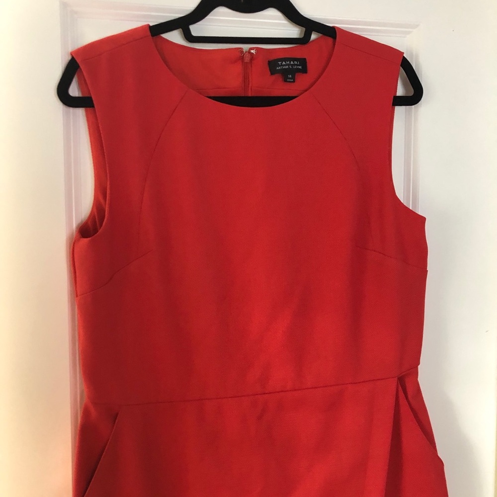 Tahari Orange Sheath Dress Size 14